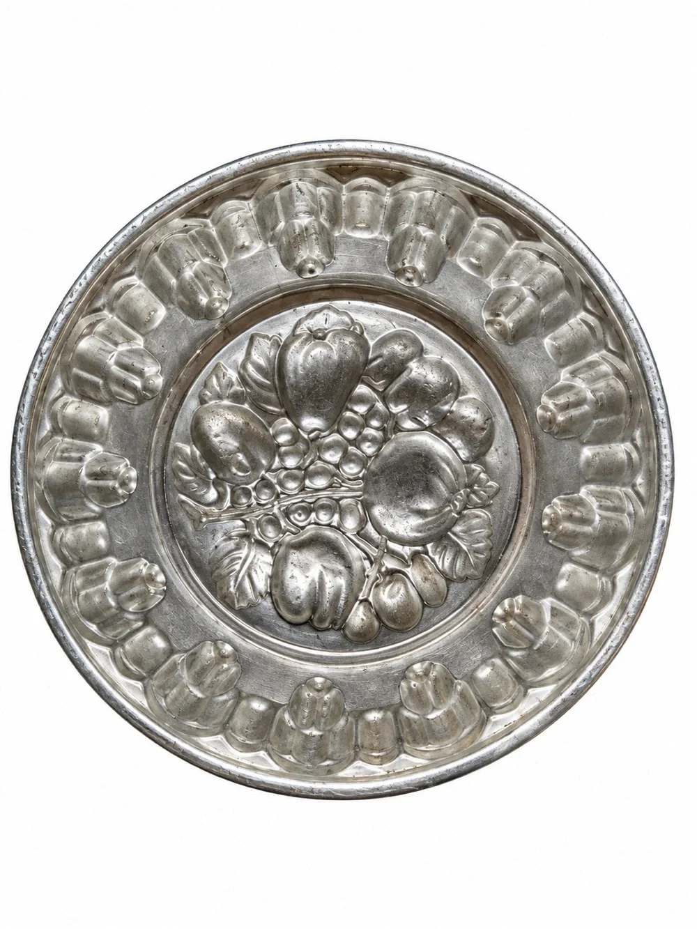 Vintage Aluminum Jello Mold Embossed Fruit Design 7”
